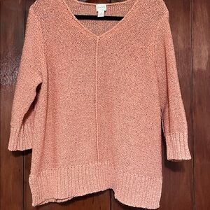 Chicos Cotton Blend 3/4 Sleeves Sweeter Crochet Generous Fit